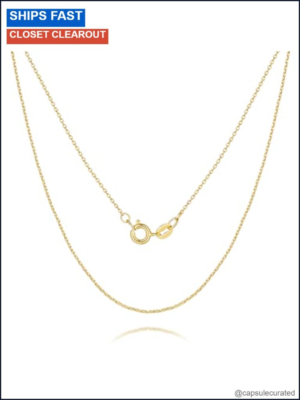 14k Gold Plated Cable Chain Necklace Waterproof Non Tarnish Minimalist